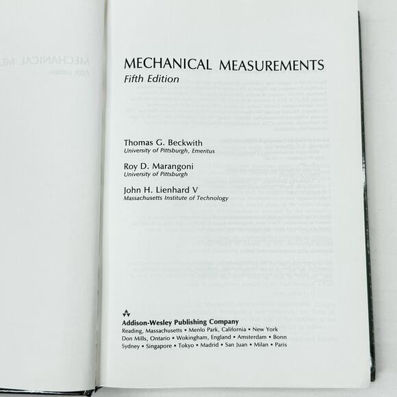 Mechanical Measurements Fifth Edition Textbook Hardcover Used Clean Bechwith - Picture 5 of 8